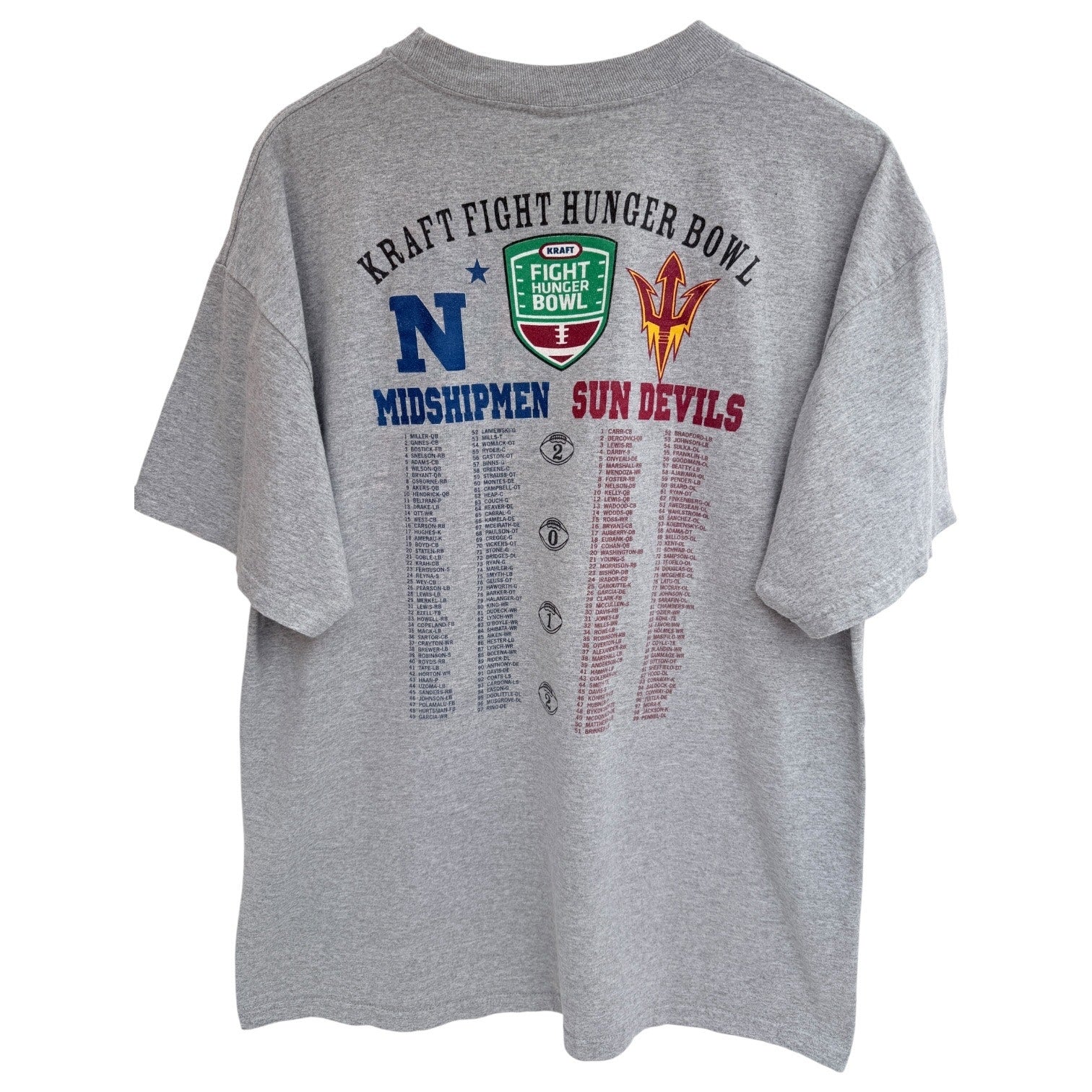 2012 Kraft Fight Hunger Bowl Navy vs ASU T Shirt Mens XL Gray Football Tee