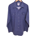 ELY Cattleman Men's Blue Snap-Front Striped Plaid Button-Up — front view