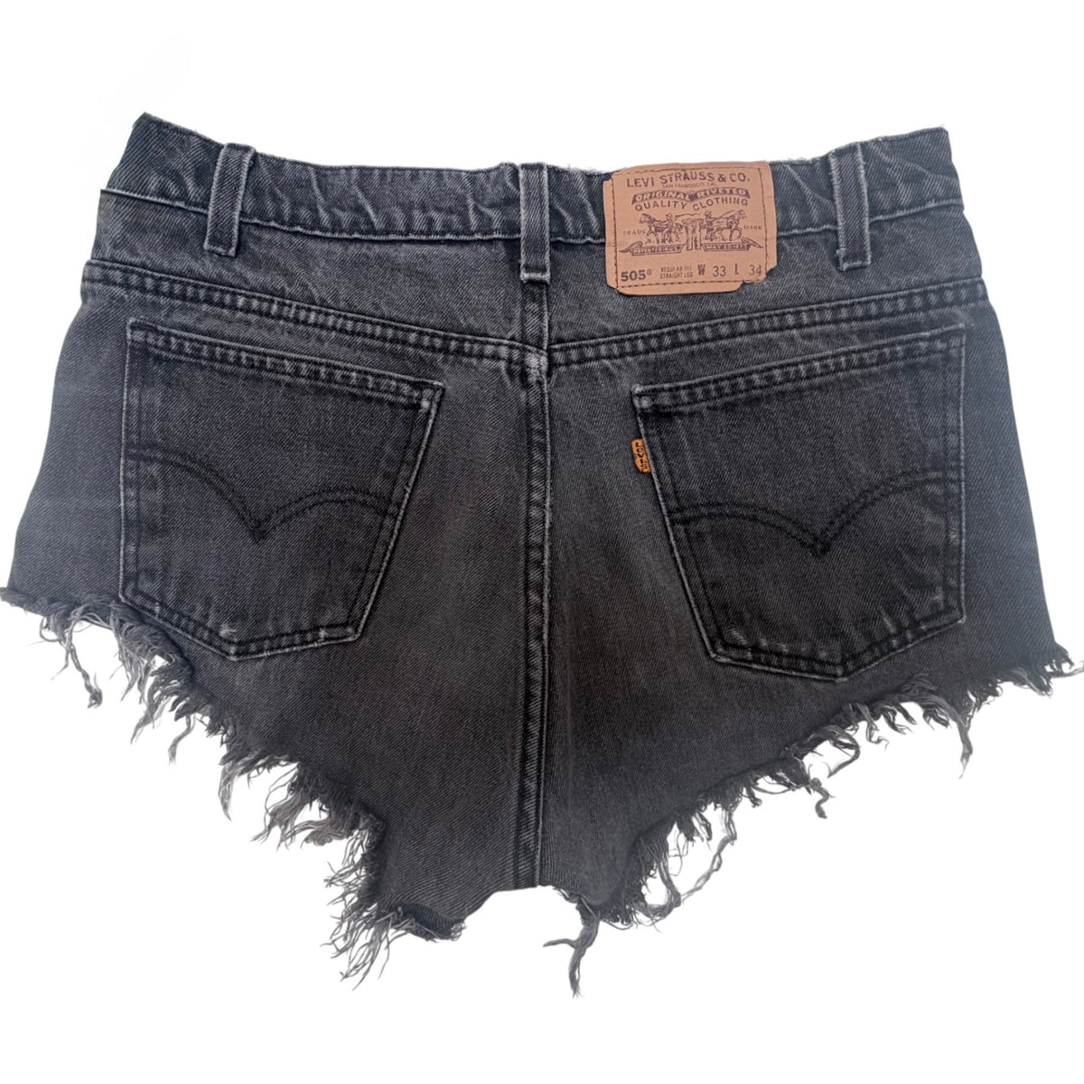Levi's Women's Black 505 Regular Fit Straight Leg Shorts — back view