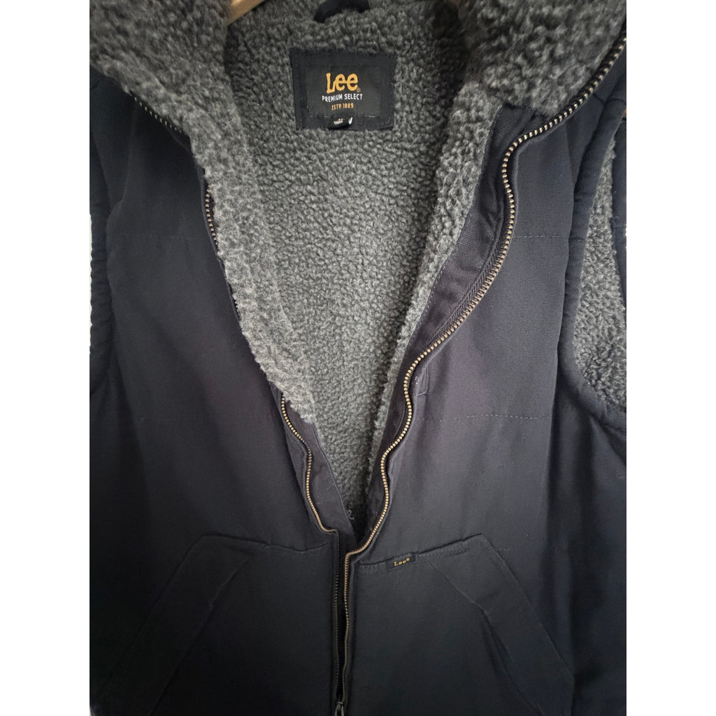 Lee Premium Select Mens Medium Black Sherpa Lined Full Zip Vest