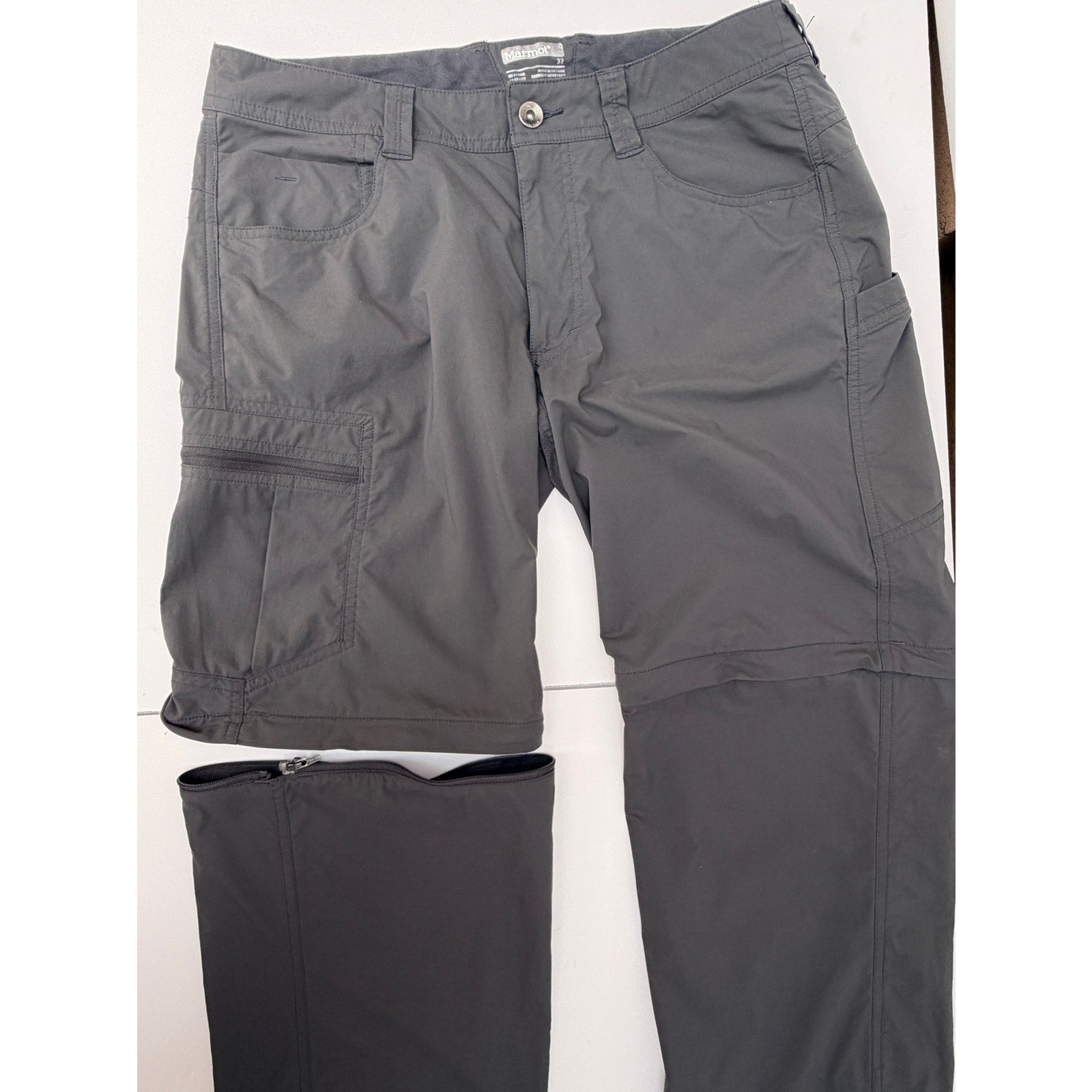 Marmot Convertible Hiking Pants Mens 32 Gray Zip Off Outdoor