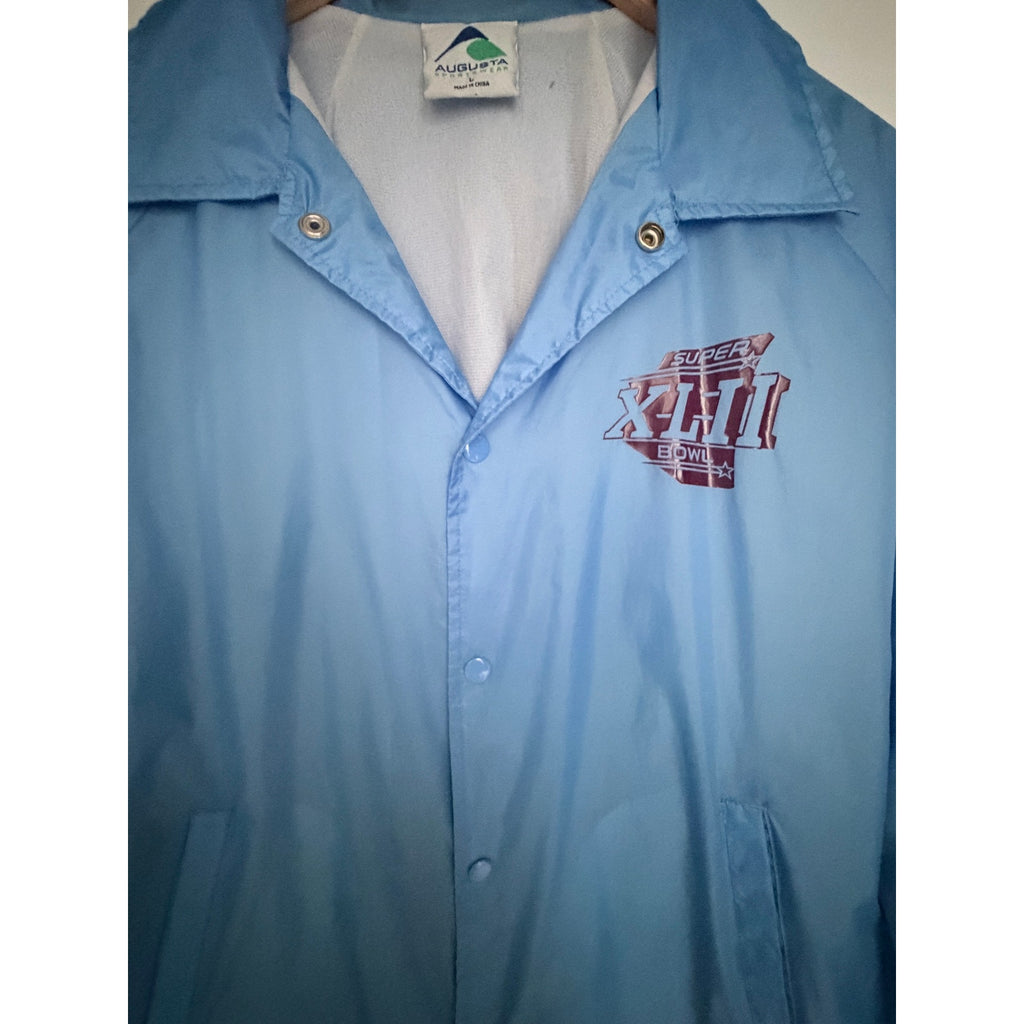 Super Bowl XLIII Coaches Jacket Mens Large Blue Snap Front NFL Football Jacket