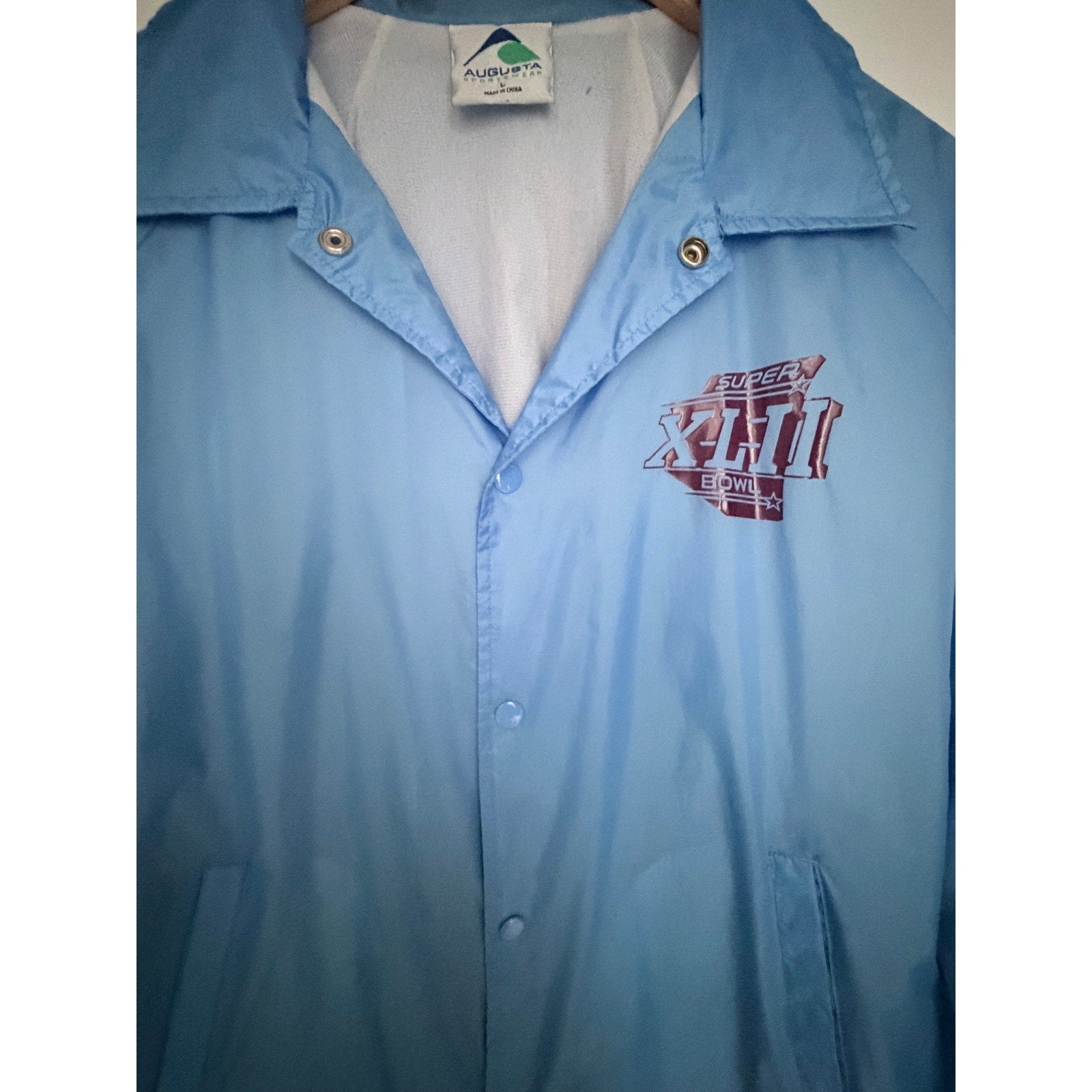 Super Bowl XLIII Coaches Jacket Mens Large Blue Snap Front NFL Football Jacket