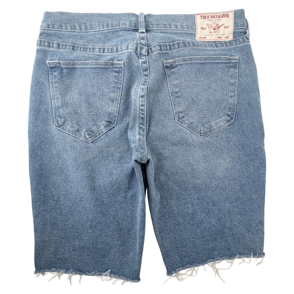 True Religion Ricky Denim Shorts Mens 36 Blue Relaxed Straight Cutoff Jean
