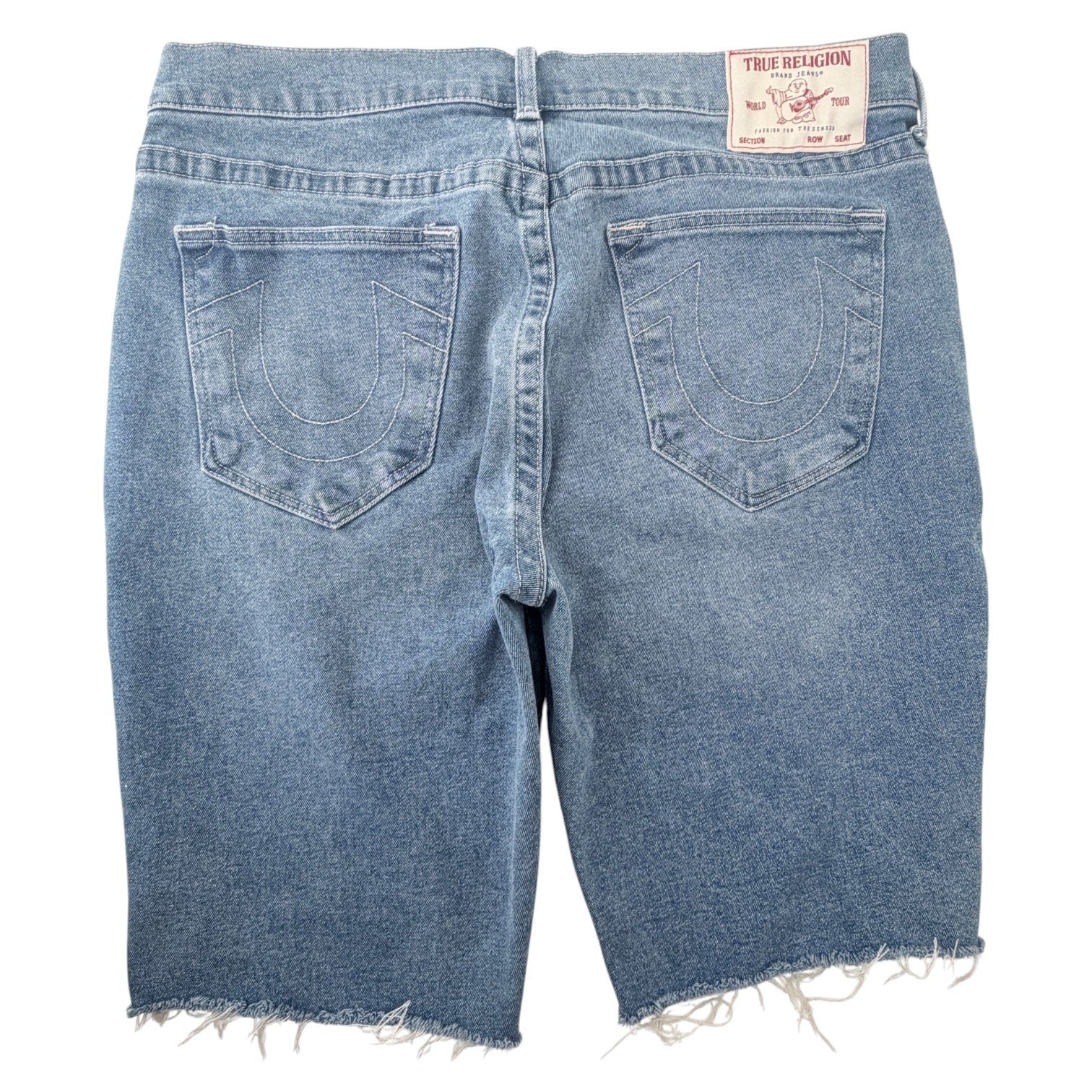 True Religion Ricky Denim Shorts Mens 36 Blue Relaxed Straight Cutoff Jean