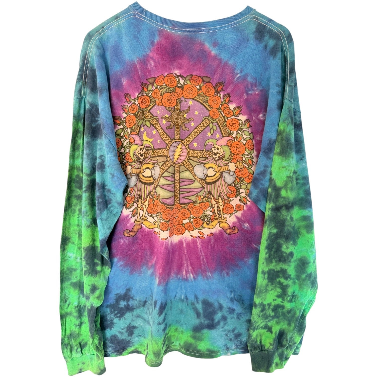 Liquid Blue Grateful Dead Tie Dye T Shirt Mens 2XL Skull Roses Graphic