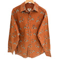 Woolrich Duck Print Shirt Mens M Orange Hunting Button Up Long Sleeve