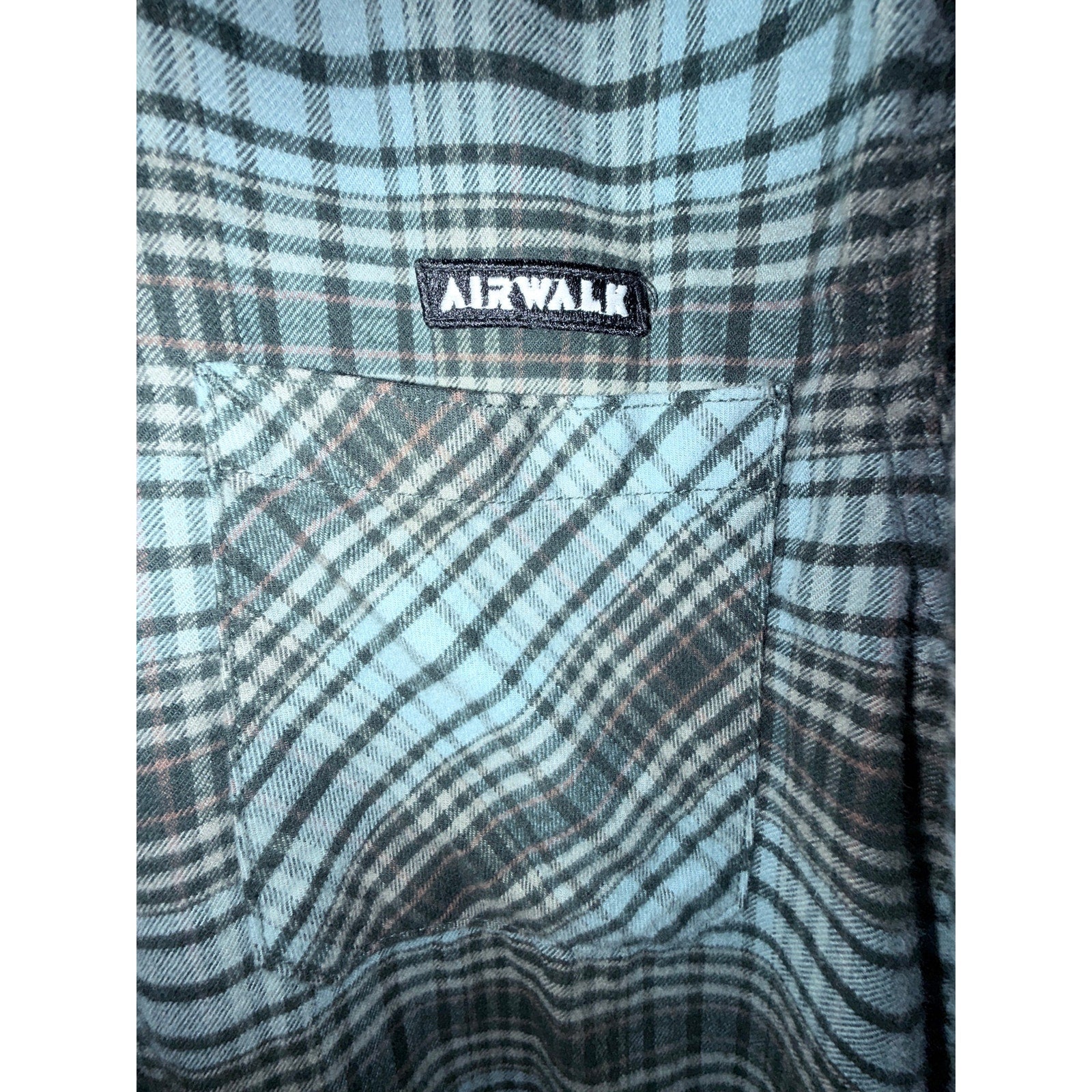 Airwalk Plaid Flannel Button Up Shirt Mens XL Blue Gray Skate Casual