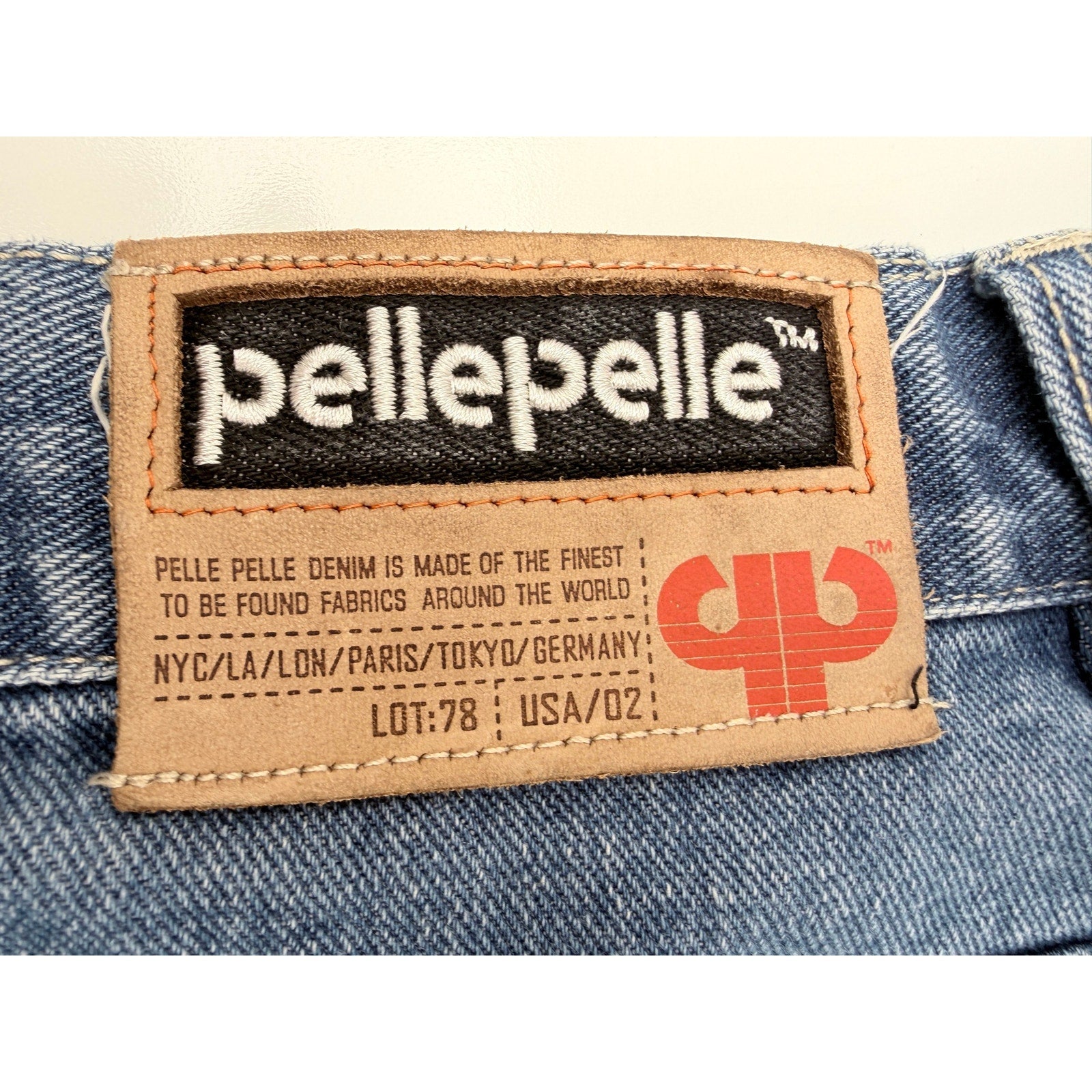 Pelle Pelle Denim Pants Mens 38 Blue Baggy Hip Hop Jean Shorts