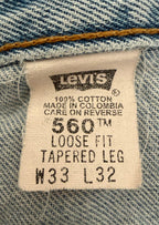 Levi's Men's Light Blue 560 Loose Fit Tapered Leg Jeans — brand label
