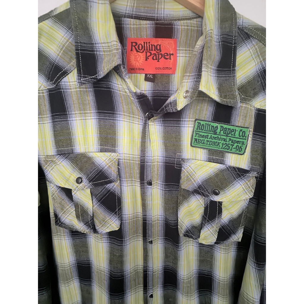 Rolling Paper Co Plaid Snap Shirt Mens XXL