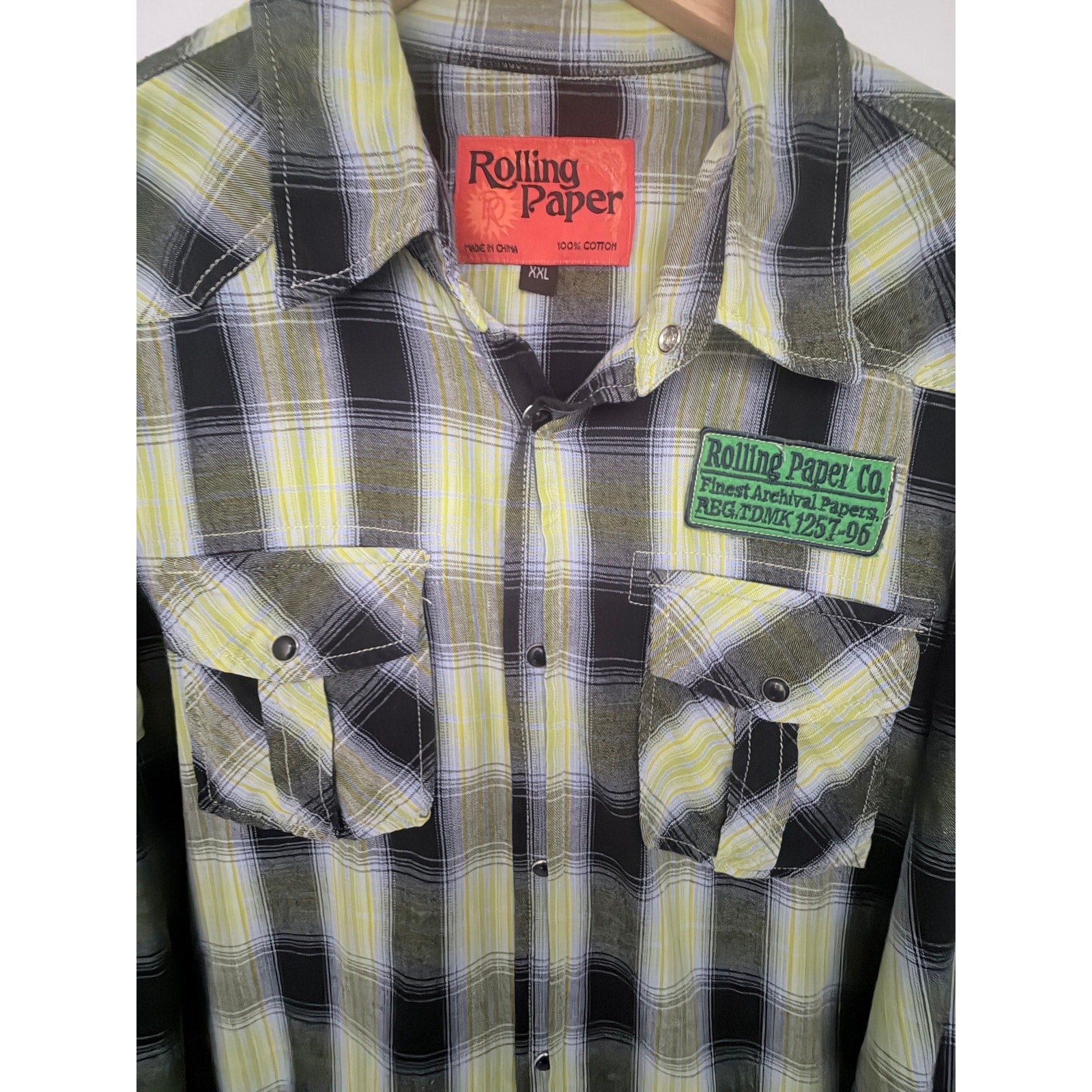 Rolling Paper Co Plaid Snap Shirt Mens XXL