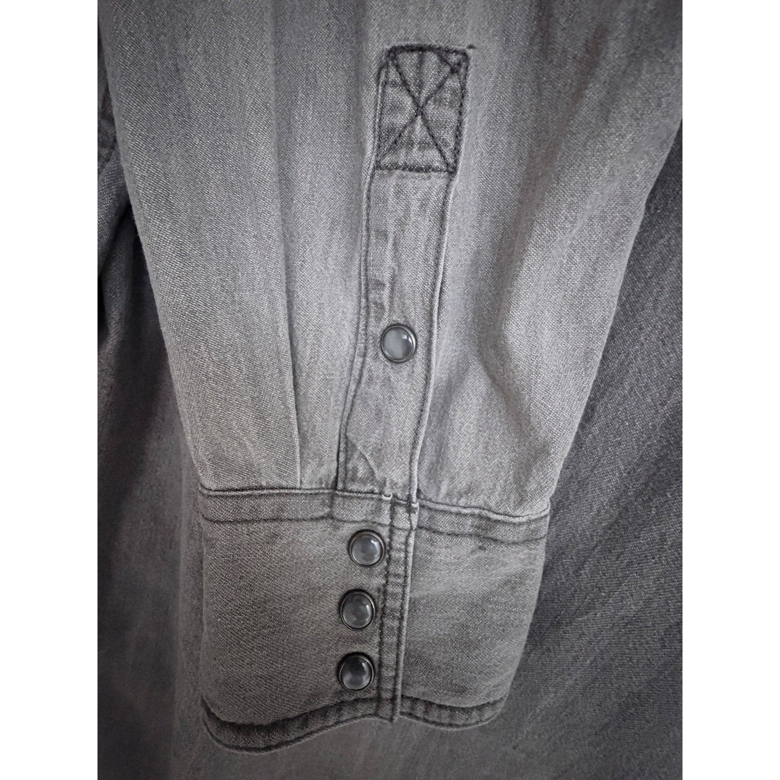 Tecovas Western Pearl Snap Shirt Mens XL Gray Chambray Cowboy Button Up