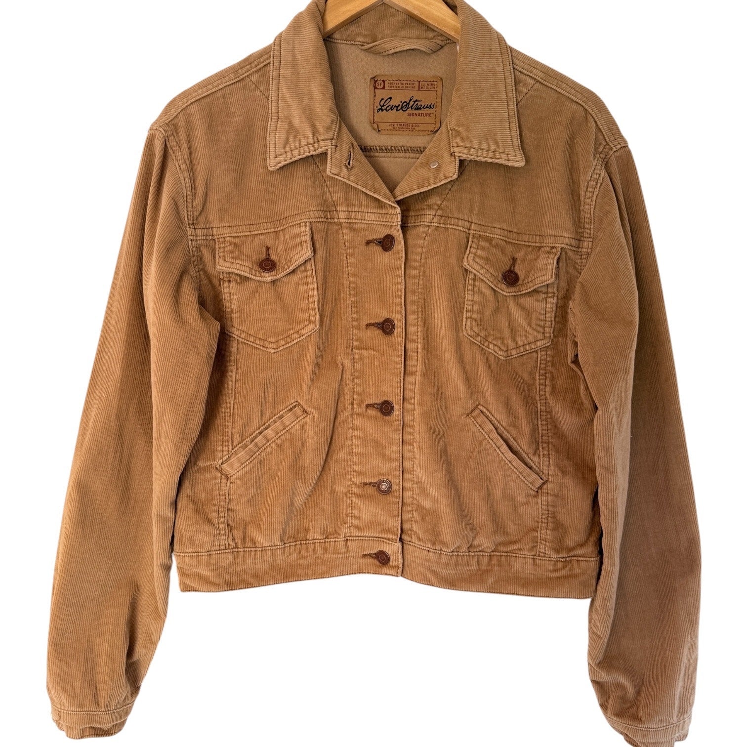 Levi Strauss Signature Corduroy Jacket Womens Small Tan Button Front Coat