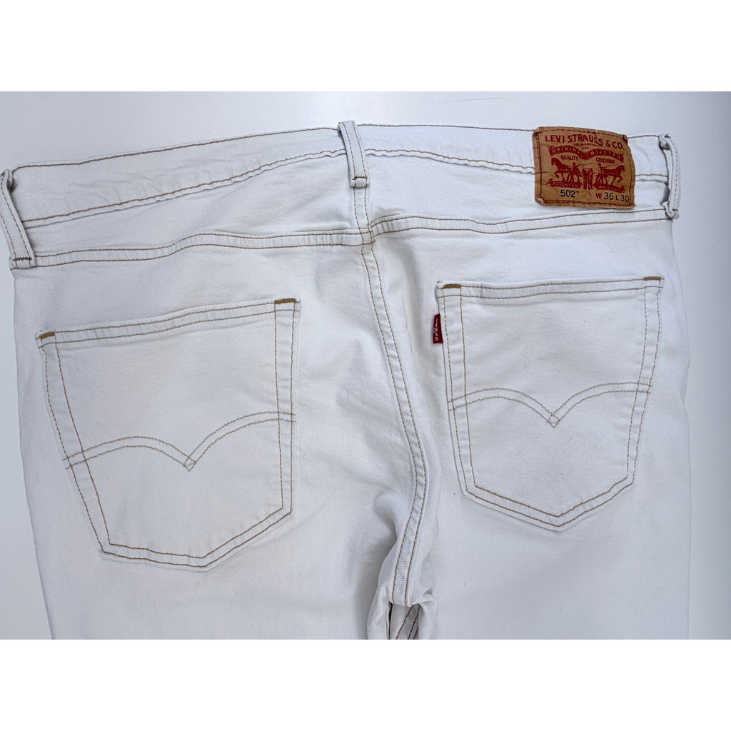 Levis 502 Jeans Mens 36x30 White Denim Straight Leg Pants