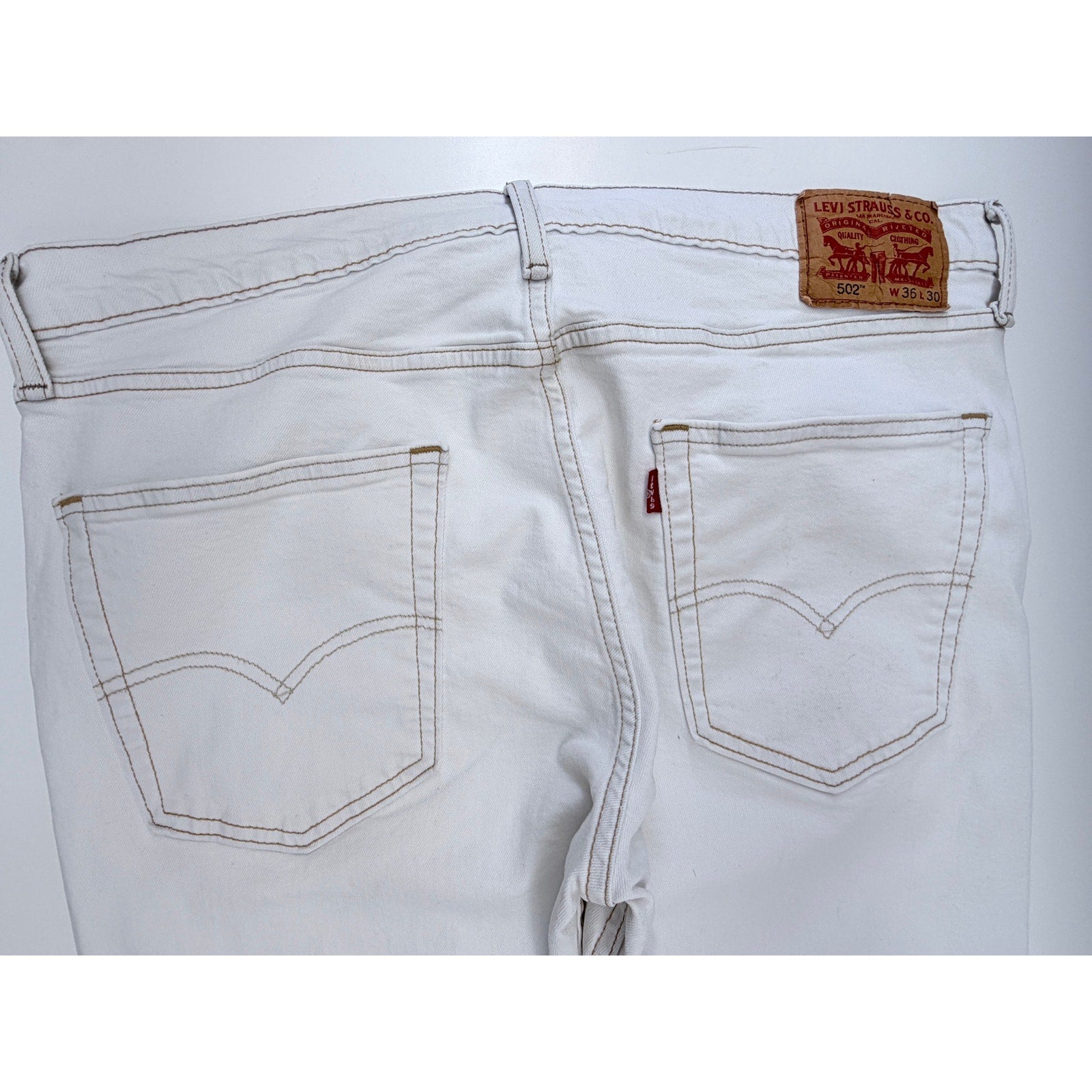 Levis 502 Jeans Mens 36x30 White Denim Straight Leg Pants