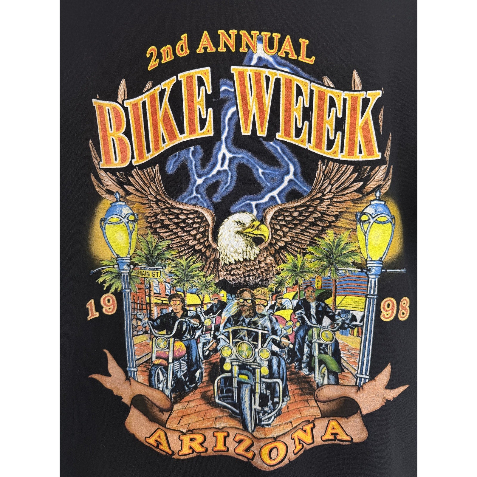 Vintage Arizona Bike Week 1998 T Shirt Mens Large Black Eagle Biker Phoenix AZ