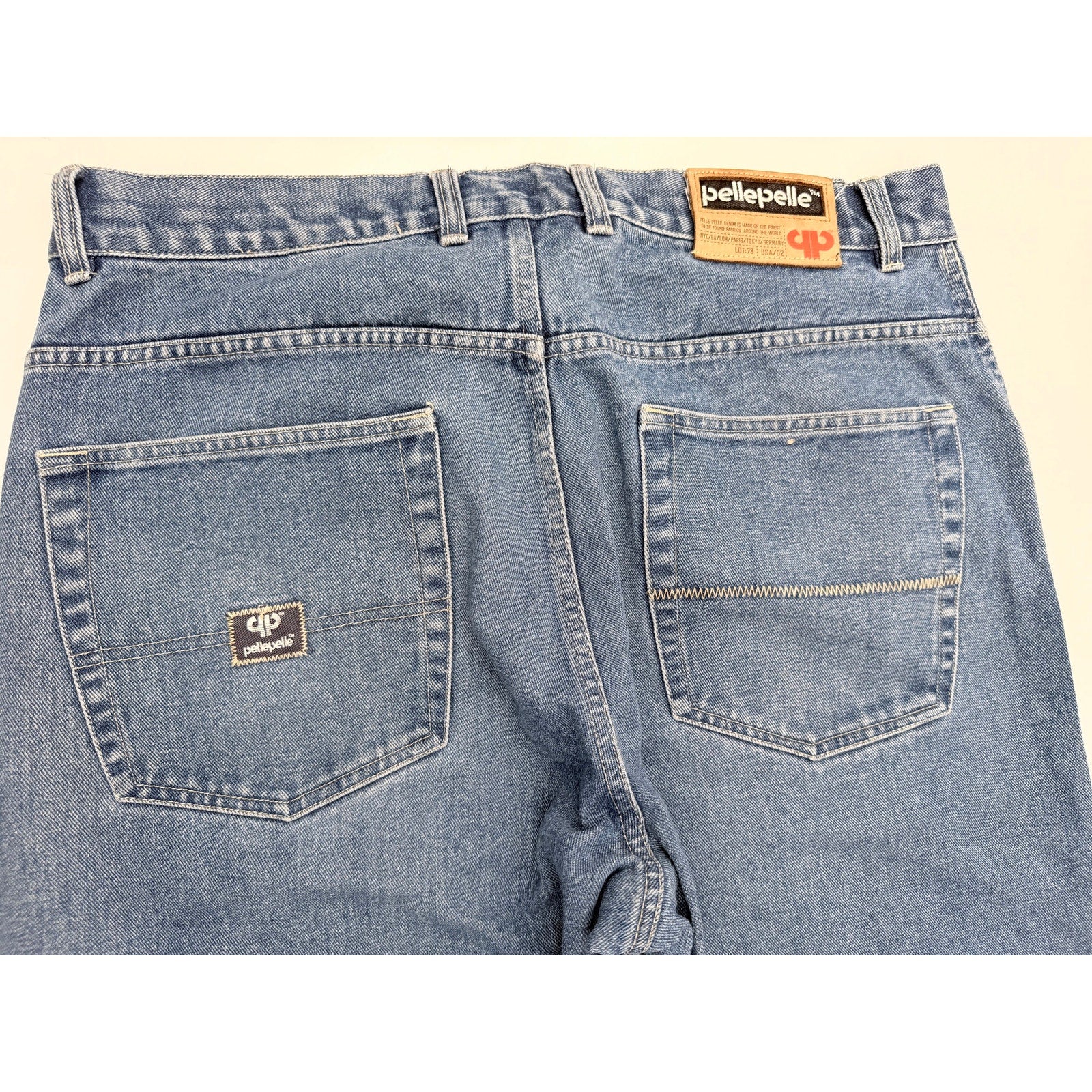 Pelle Pelle Denim Pants Mens 38 Blue Baggy Hip Hop Jean Shorts