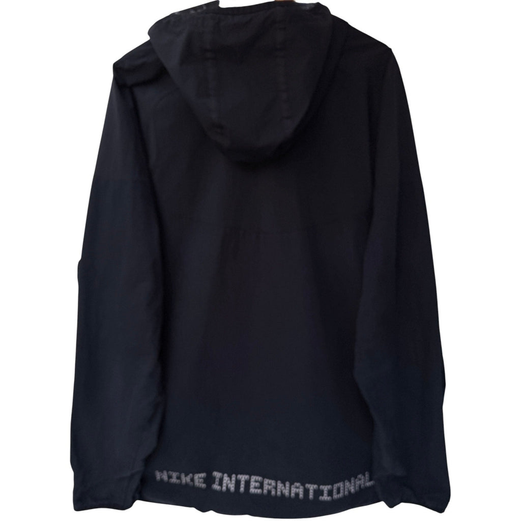 Nike International Windbreaker Jacket Mens XXL Black Full Zip Hooded Lightweight