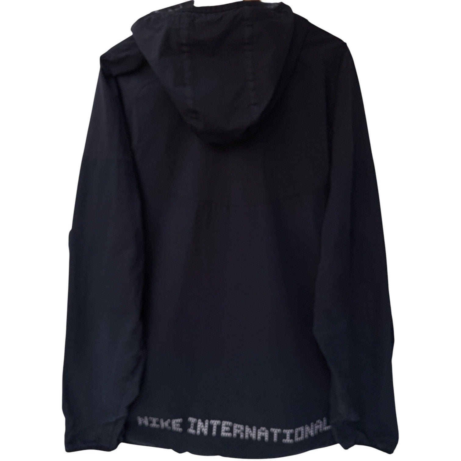 Nike International Windbreaker Jacket Mens XXL Black Full Zip Hooded Lightweight