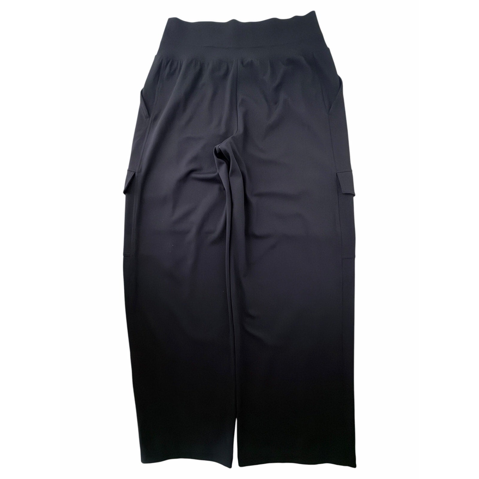 Athleta Black Wide Leg Cargo Pants Womens Medium Pull On Travel Casual