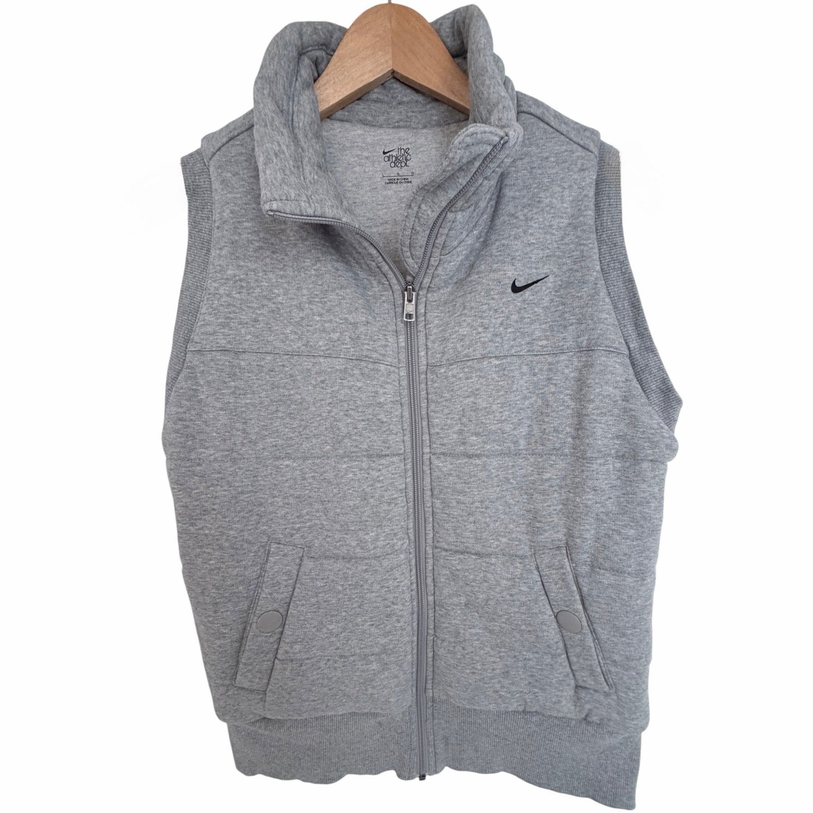 Nike Athletic Dept Padded Vest Womens Large Gray Swoosh