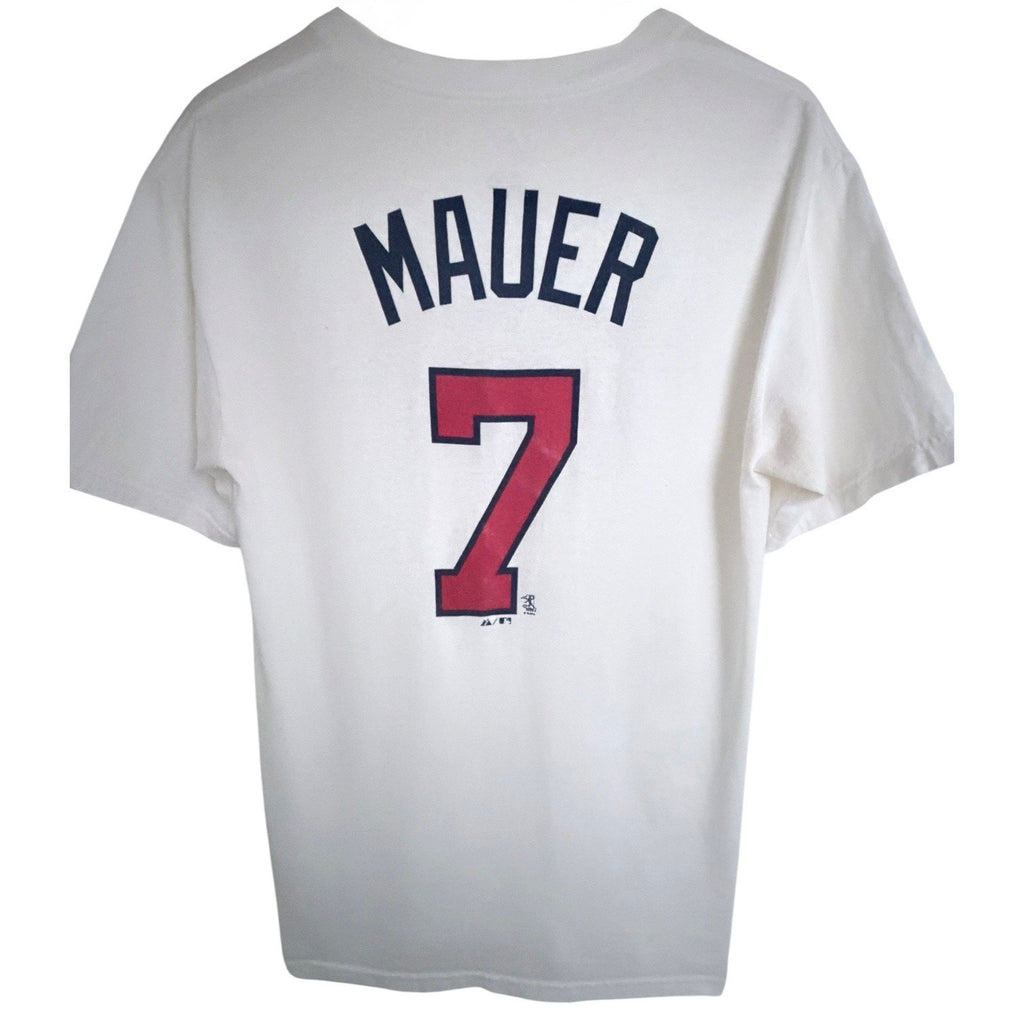 Minnesota Twins Joe Mauer 7 Graphic T Shirt White Majestic Mens Medium