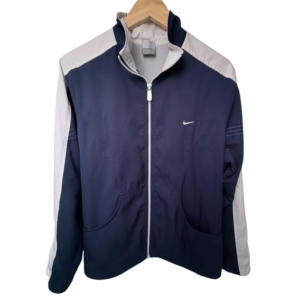 Nike Full Zip Track Jacket Youth Large 12-14 Navy White Mesh Lined