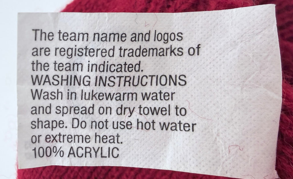 Rossmor Industries, Inc. Men's Burgundy Colorado Avalanche Beanie — fabric content tag