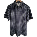 The North Face Plaid Short Sleeve Button Up Shirt Mens Large Blue Gray
