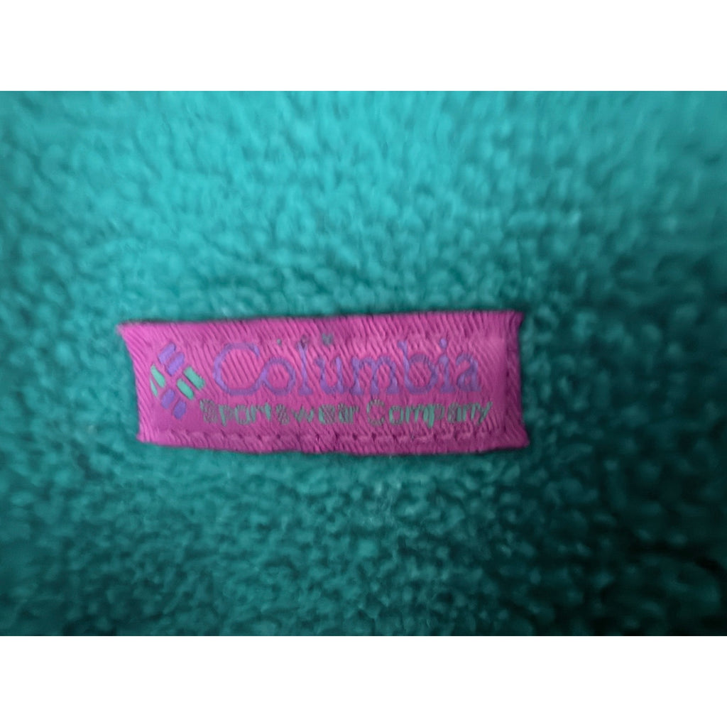 Vintage Columbia Radial Sleeve Fleece Jacket Womens Large Teal Purple Made USA