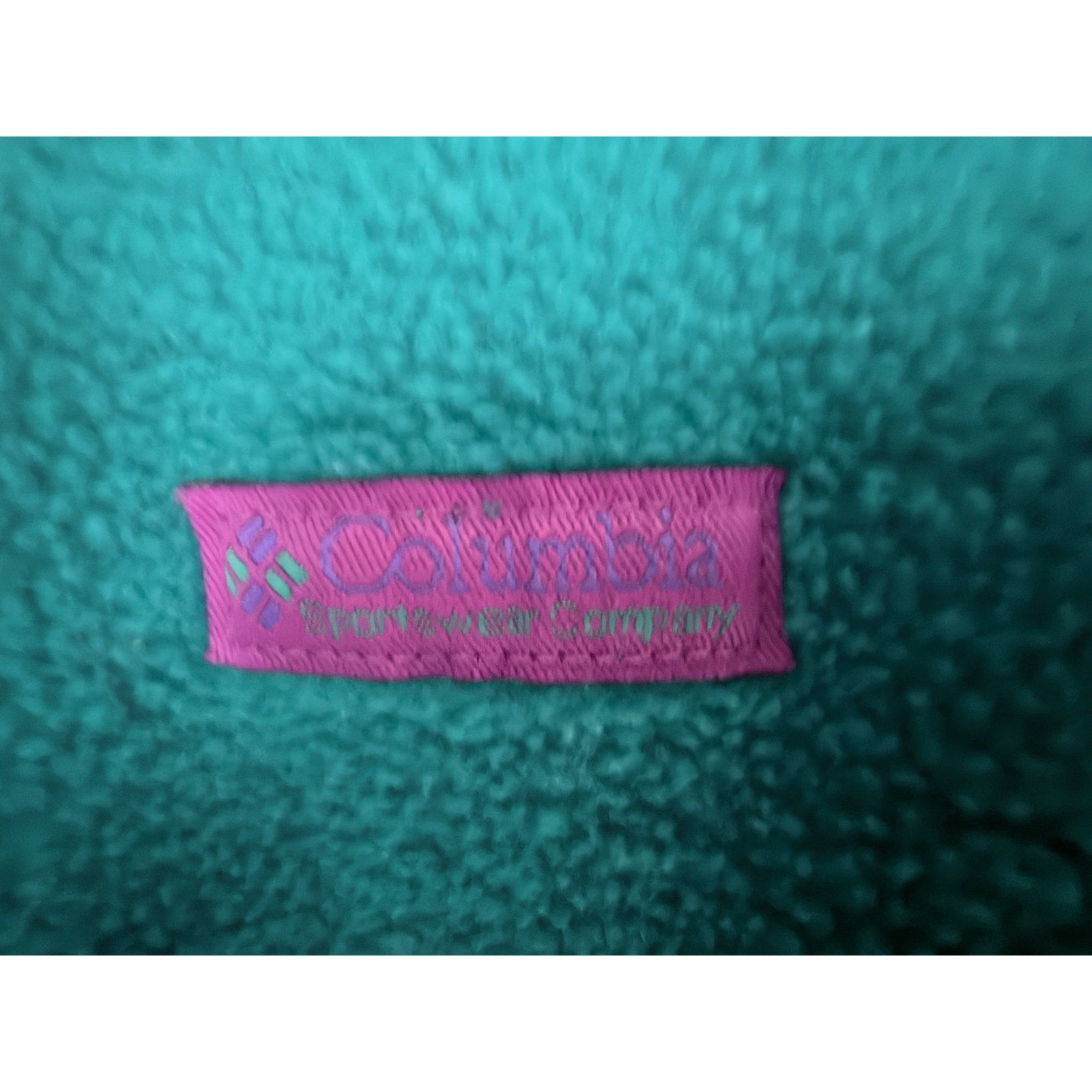 Vintage Columbia Radial Sleeve Fleece Jacket Womens Large Teal Purple Made USA