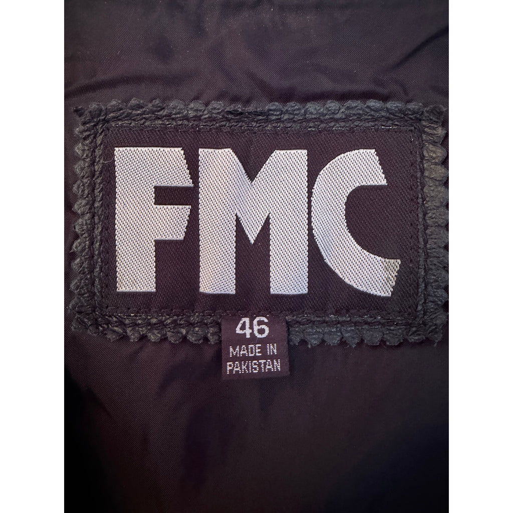 FMC Leather Vest Mens 46 Black Reno Nevada Biker Patch Motorcycle Vintage
