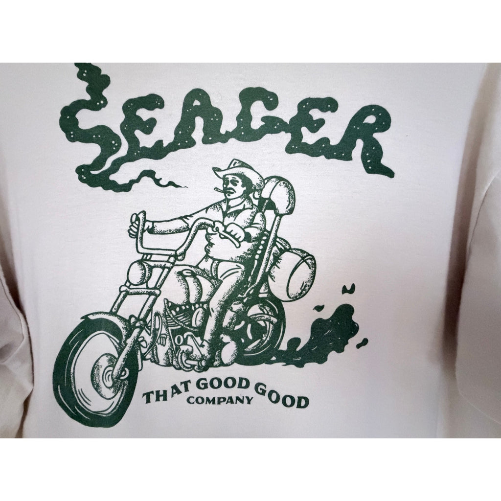 Seager That Good Good Company Motorcycle Graphic T Shirt Mens XL Beige