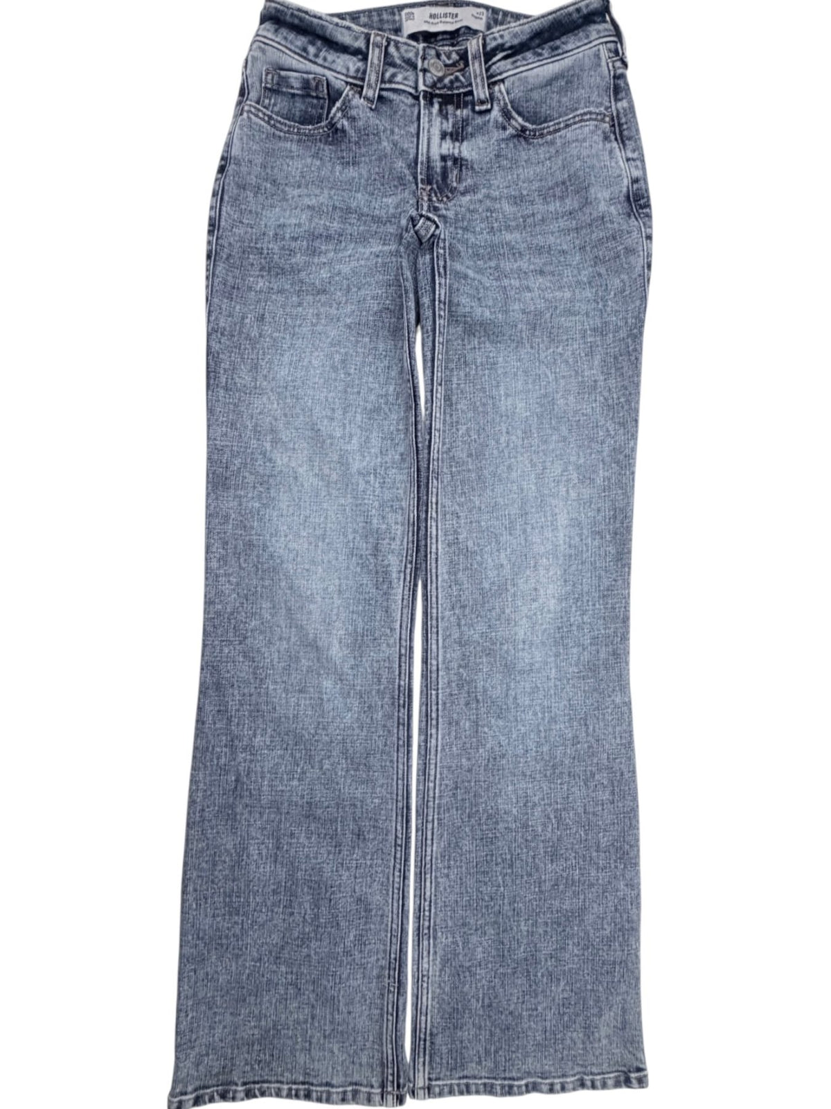 Hollister Women's Blue Mid-Rise Relaxed Boot Jeans — front view