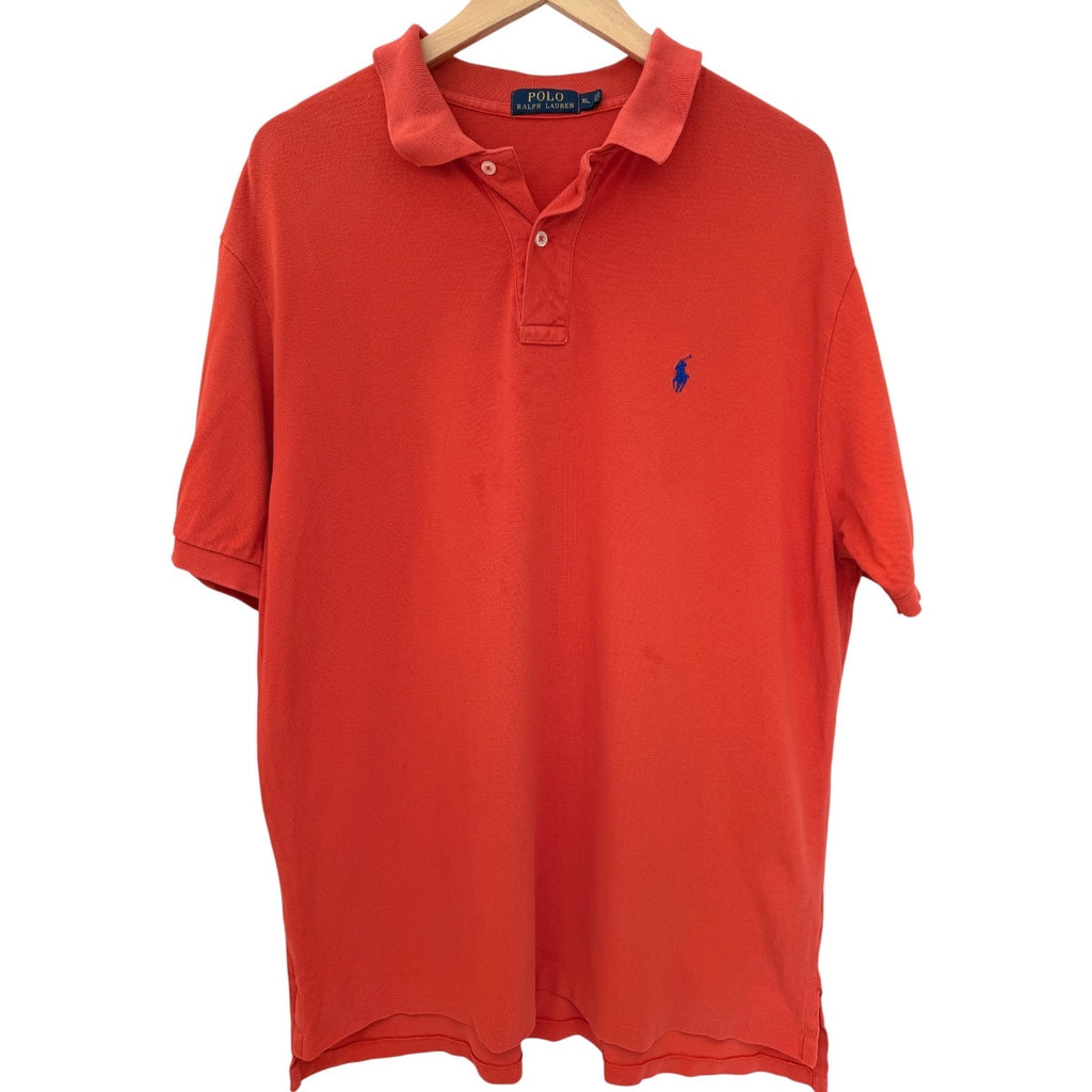Polo Ralph Lauren Polo Shirt Mens XL Coral Orange Blue Pony Short Sleeve
