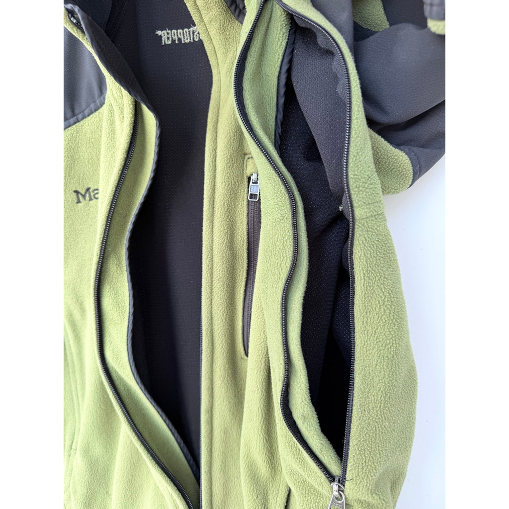 Marmot Fleece Jacket Mens Small Green Black Full Zip Outdoor Hiking Coat