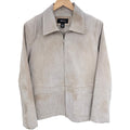 Style & Co Womens Large Beige Genuine Leather Zip Jacket