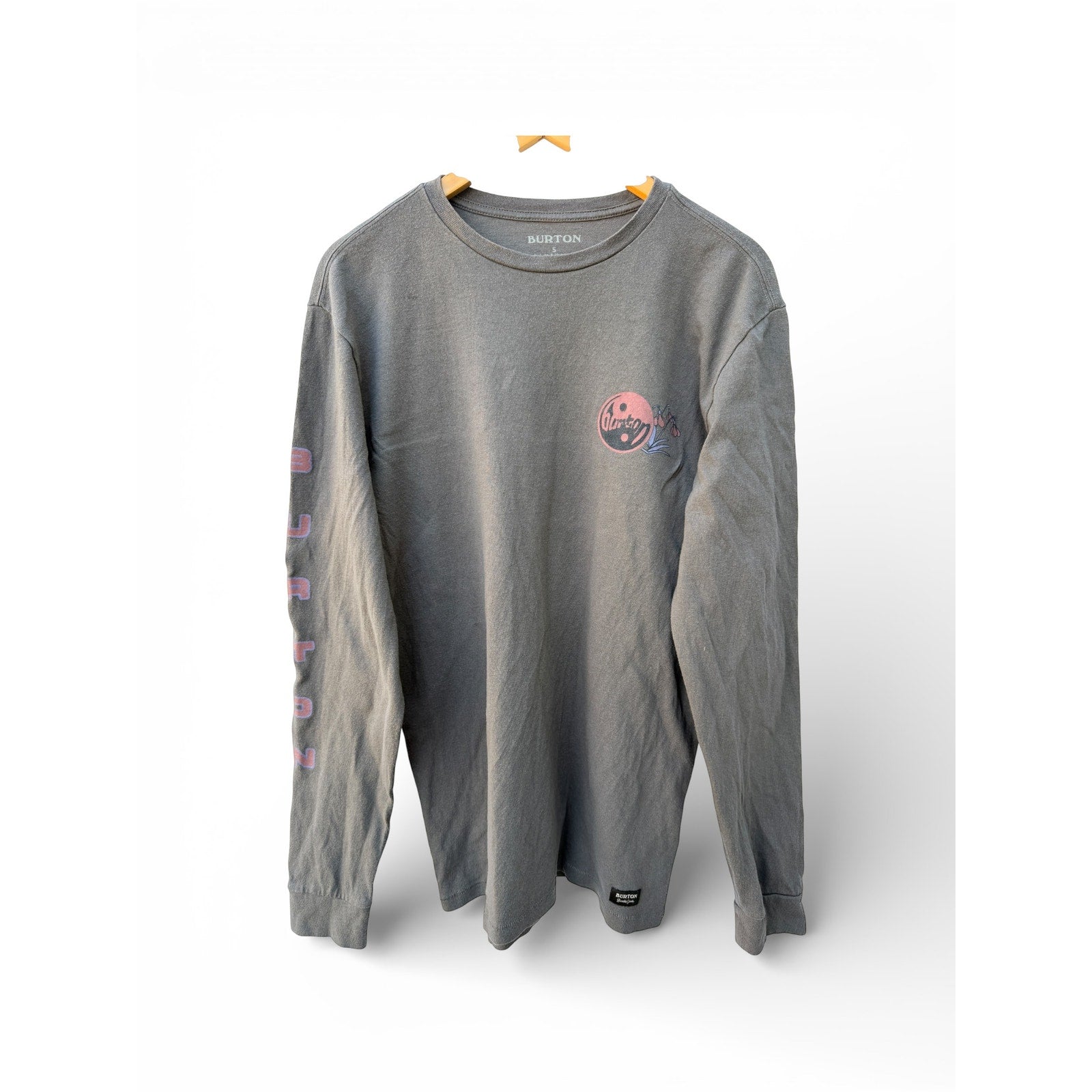 Burton Long Sleeve Graphic Shirt Small Gray Surf Snowboard