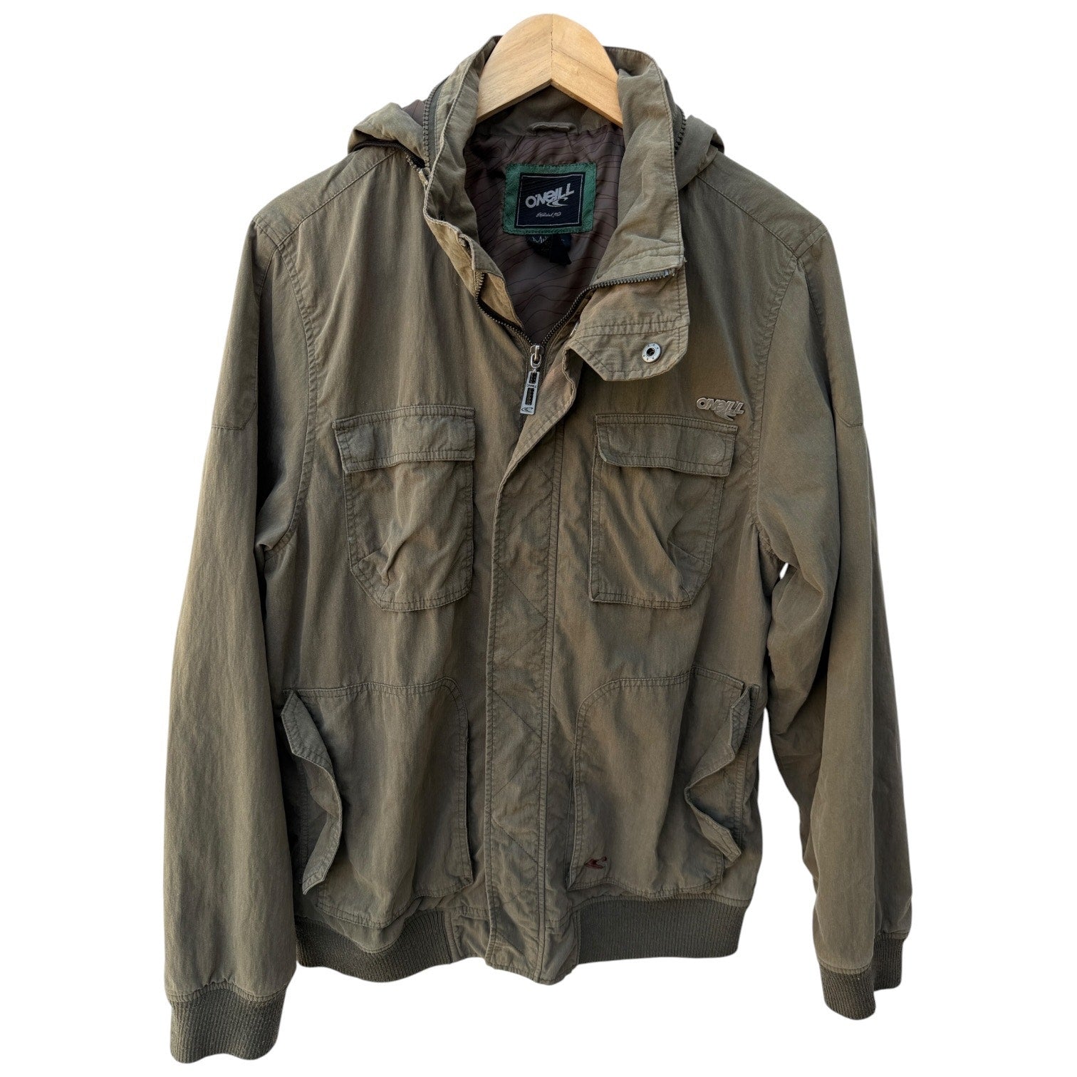O'Neill Hooded Jacket Mens Medium Green Utility Full Zip