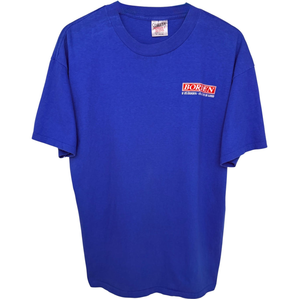 Oneita Men's Blue Power-T T-Shirt — front view