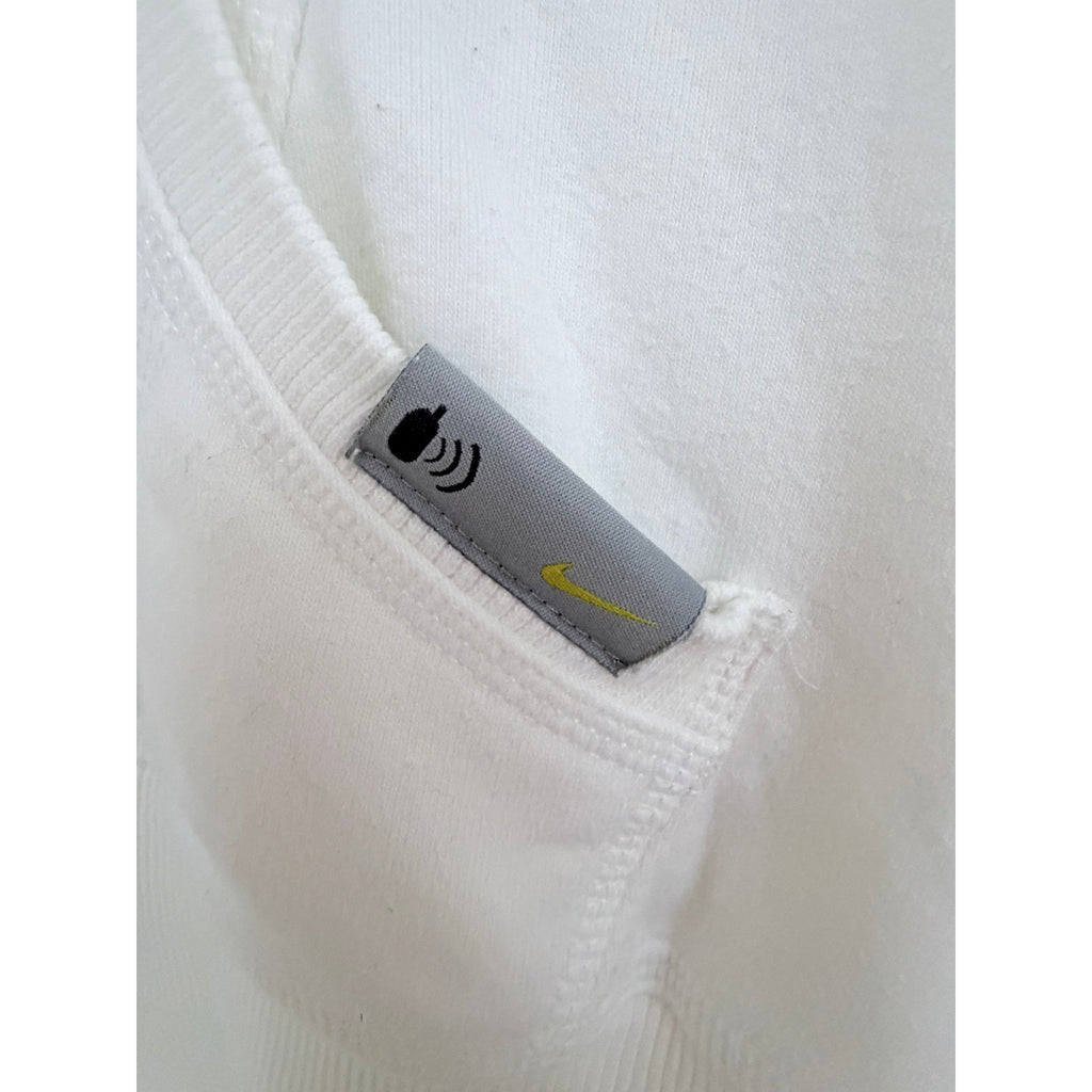 Nike Womens Medium Full Zip Hoodie White Fleece Sweatshirt Swoosh Y2K