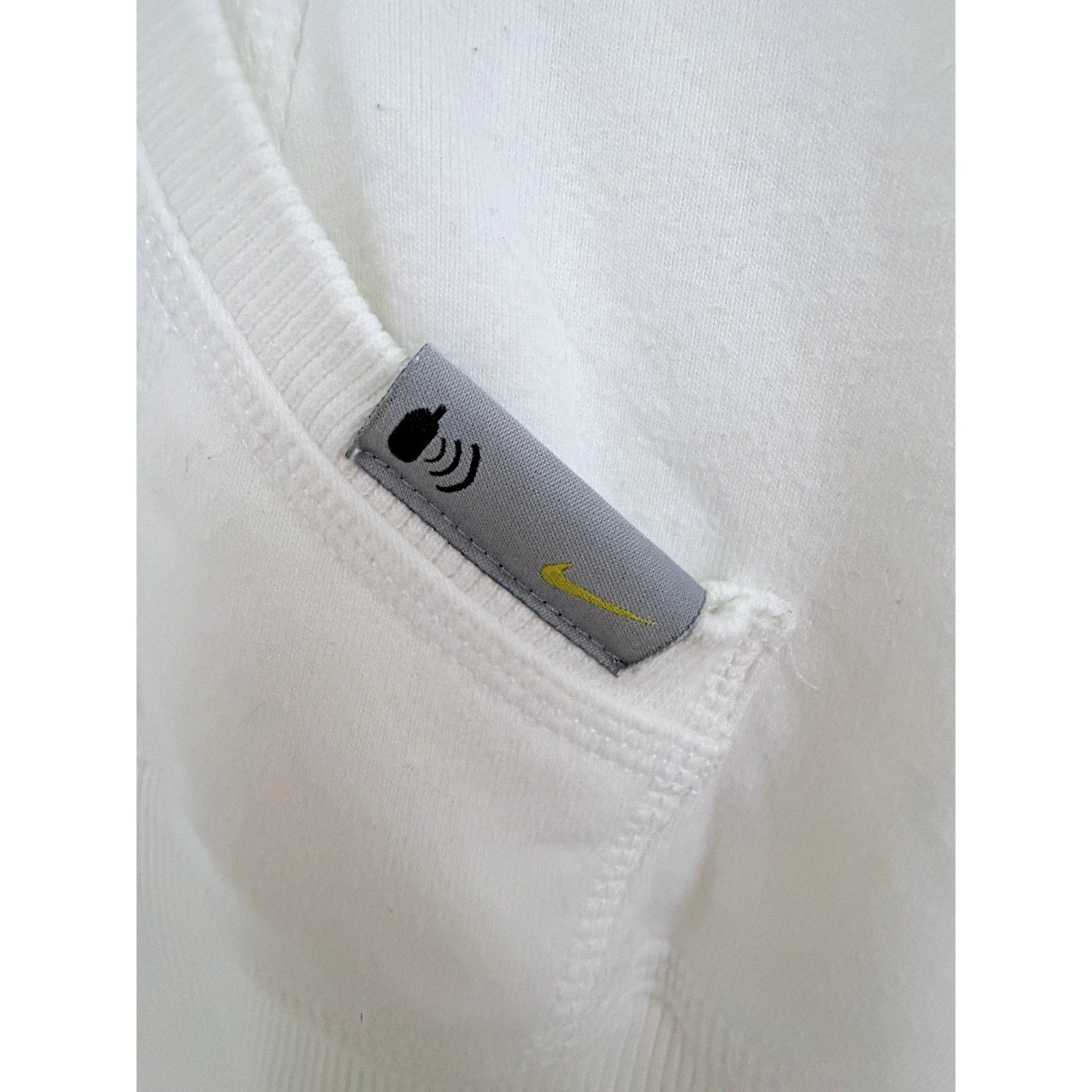 Nike Womens Medium Full Zip Hoodie White Fleece Sweatshirt Swoosh Y2K