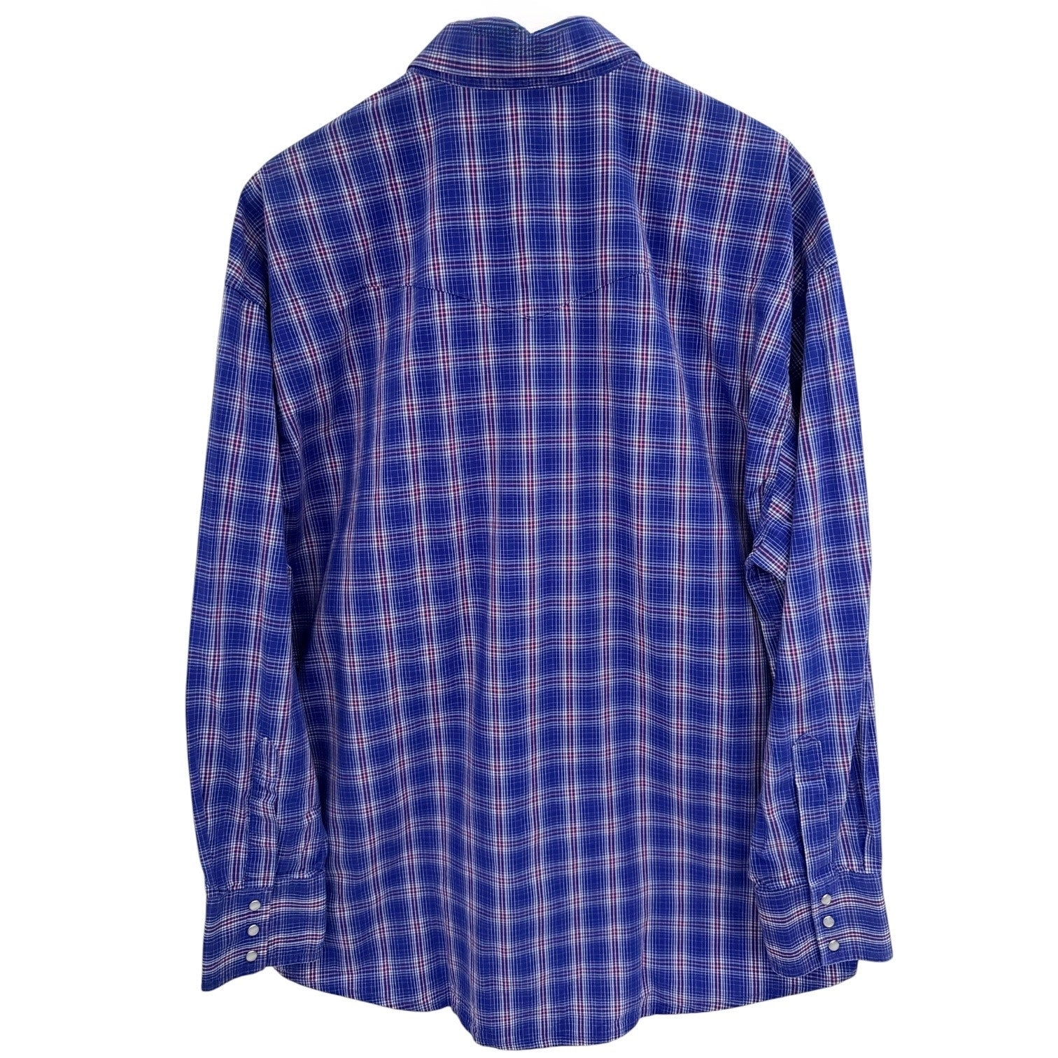 Wrangler National Patriot Western Shirt Mens XL Blue Plaid Pearl Snap