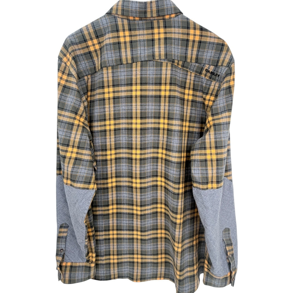 Oakley Plaid Button Up Shirt Mens XL Gray Yellow Long Sleeve Casual Shirt