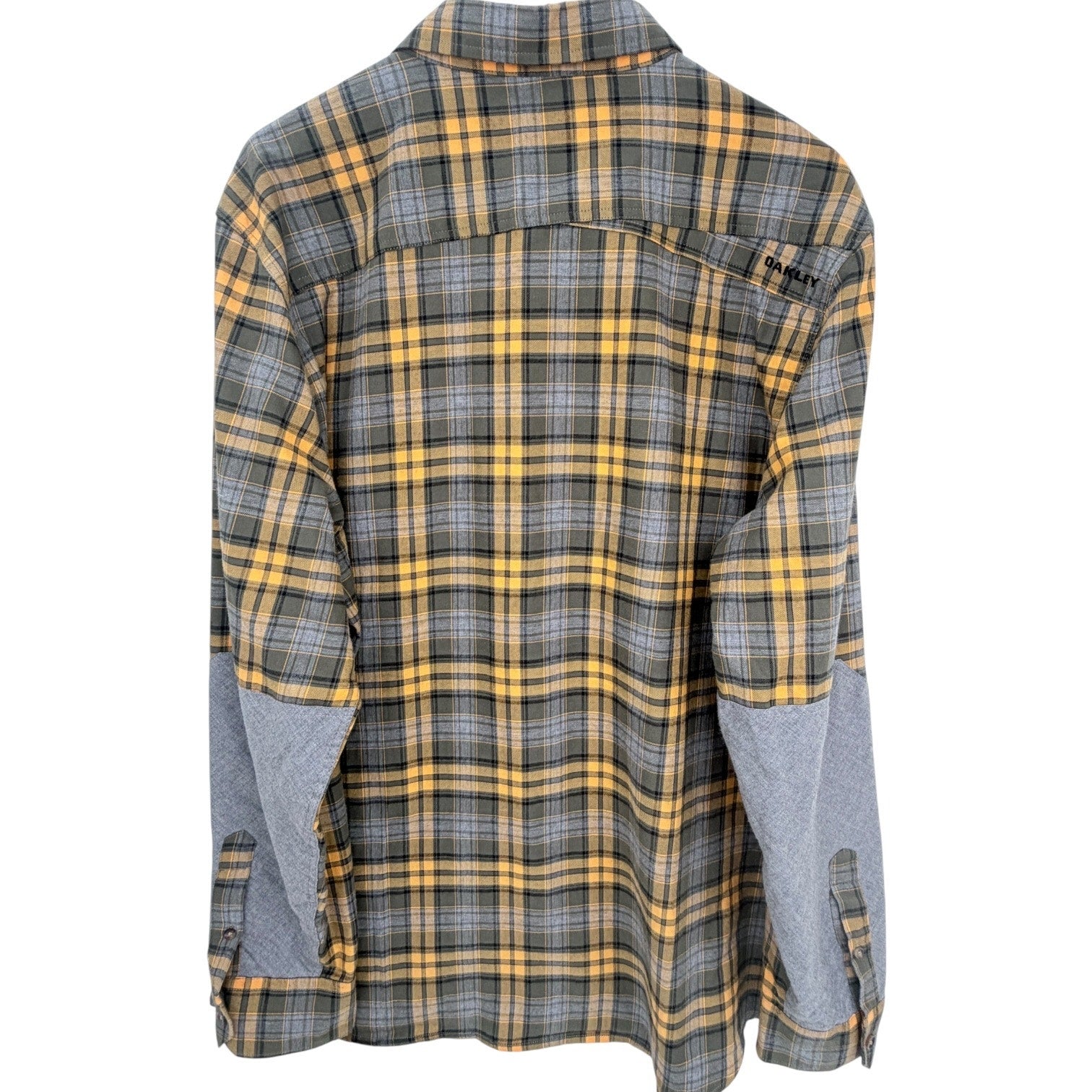 Oakley Plaid Button Up Shirt Mens XL Gray Yellow Long Sleeve Casual Shirt