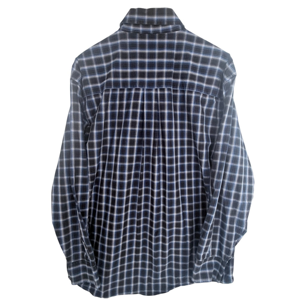 Wrangler George Strait Western Shirt Mens Large Gray Blue Plaid Button Up