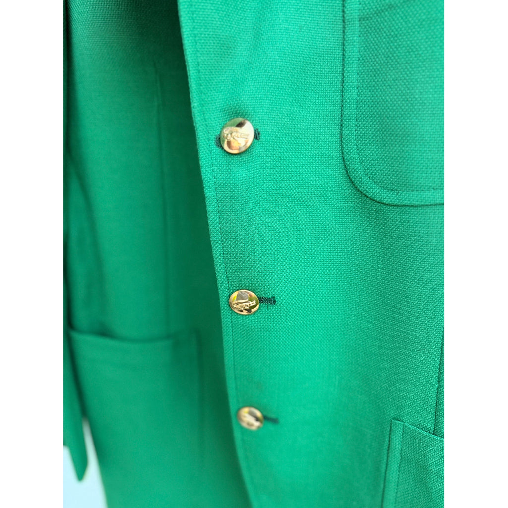 Vintage IZOD Lacoste Green Blazer Sport Coat Mens 40R USA Gold Buttons Preppy