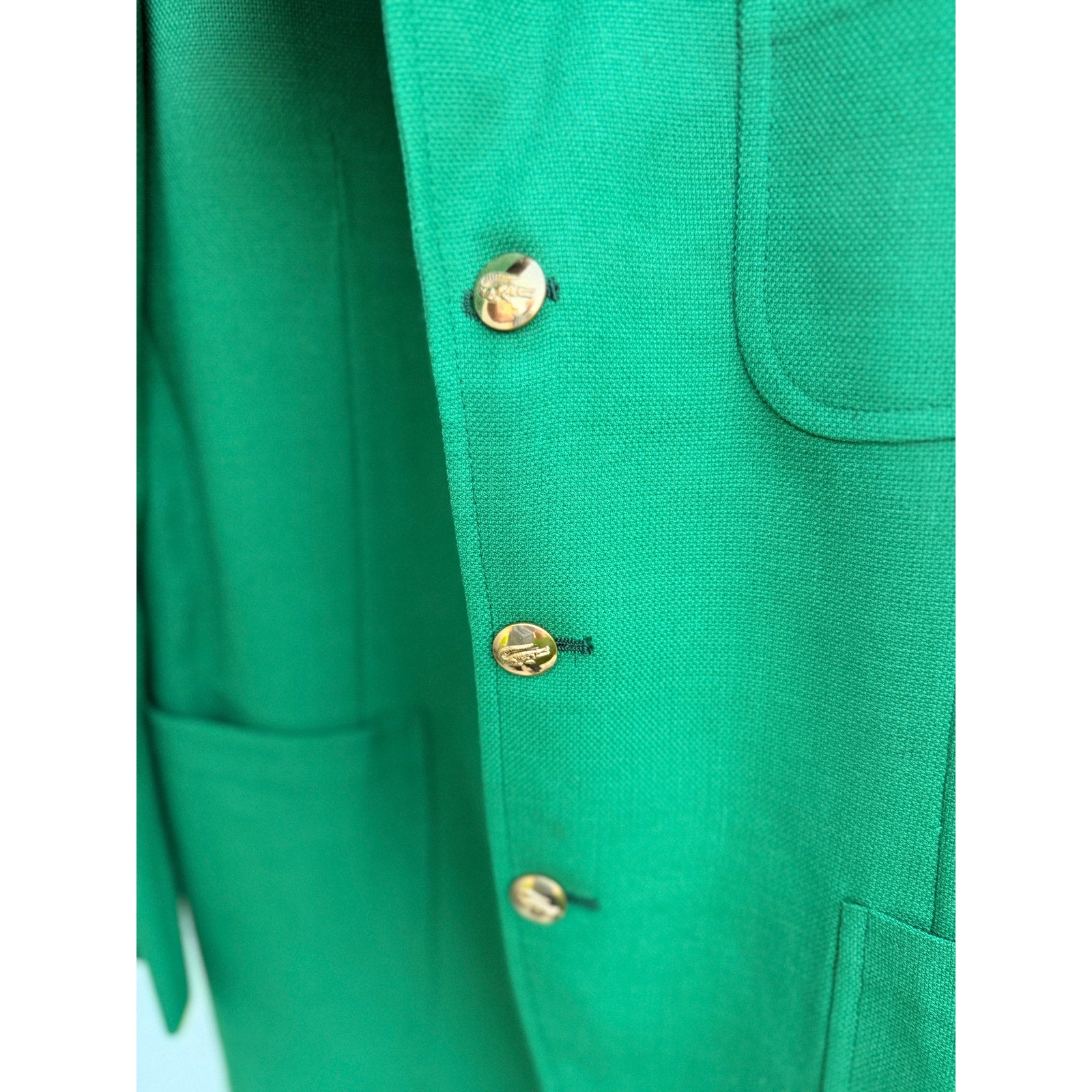 Vintage IZOD Lacoste Green Blazer Sport Coat Mens 40R USA Gold Buttons Preppy