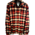 L.L.Bean Men's Red Plaid Fleece-Lined Flannel Shirt Large